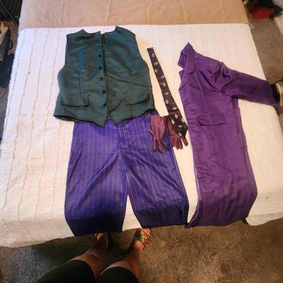 Elegant Green Vest and Purple Suit Ensemble - Picture 1 of 3
